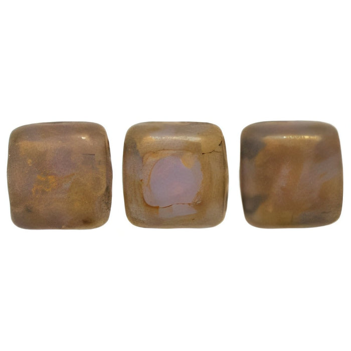 Czech CzechMates Tile Bead 6mm Milky Alexandrite - Copper Picasso (50pcs)