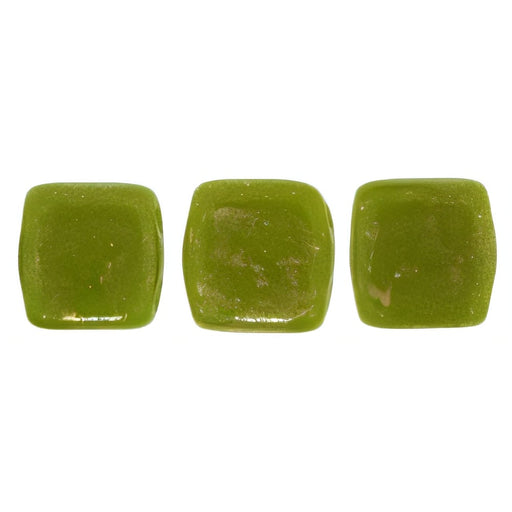 Czech CzechMates Tile Bead 6mm Gold Marbled - Opaque Olive (50pcs)