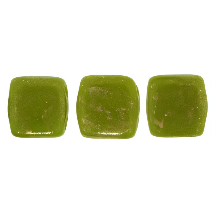 Czech CzechMates Tile Bead 6mm Gold Marbled - Opaque Olive (50pcs)