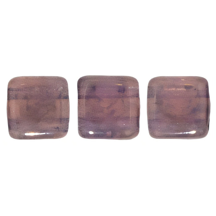 Czech CzechMates Tile Bead 6mm Milky Pink - Moon Dust (50pcs)