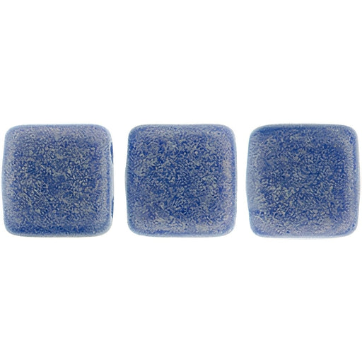 Czech CzechMates Tile Bead 6mm Sueded Gold Opaque Blue (50pcs)