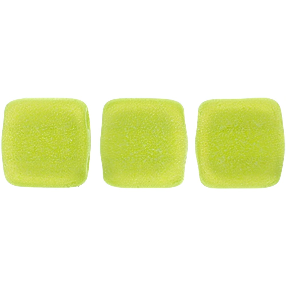 Czech CzechMates Tile Bead 6mm Sueded Gold Milky Dk Peridot (50pcs)
