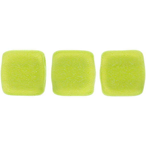 Czech CzechMates Tile Bead 6mm Sueded Gold Milky Dk Peridot (50pcs)