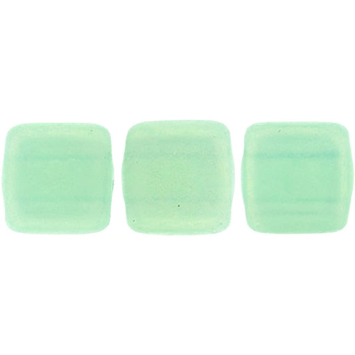 Czech CzechMates Tile Bead 6mm Sueded Gold Milky Aquamarine (50pcs)