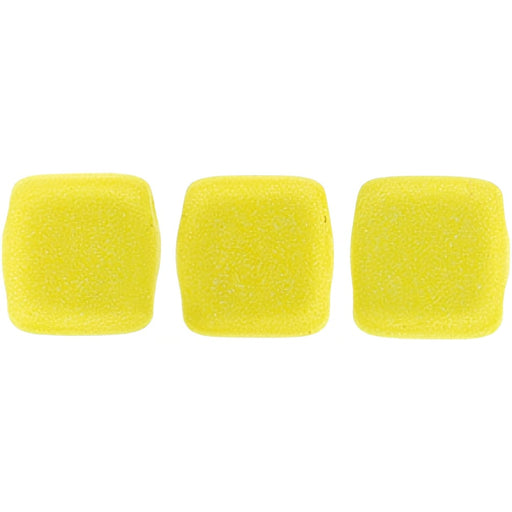 Czech CzechMates Tile Bead 6mm Sueded Gold Opaque Yellow (50pcs)