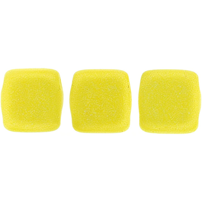 Czech CzechMates Tile Bead 6mm Sueded Gold Opaque Yellow (50pcs)