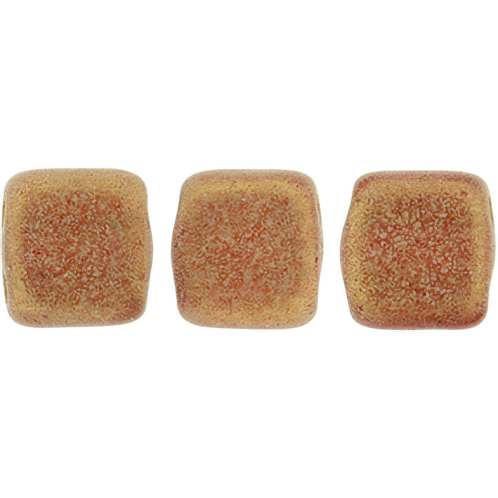 Czech CzechMates Tile Bead 6mm Sueded Gold Ruby (50pcs)