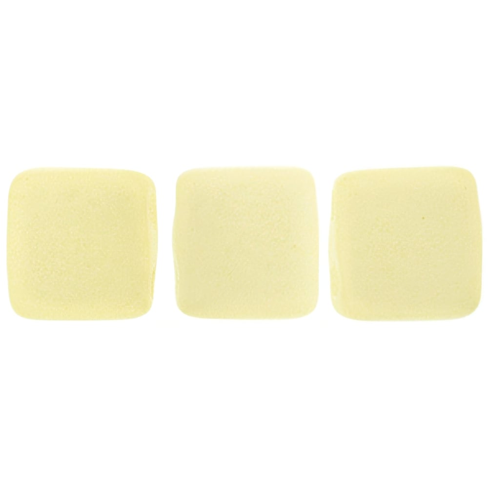 Czech CzechMates Tile Bead 6mm Sueded Gold Lamé Opaque White (50pcs)