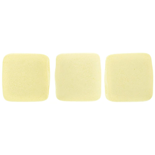 Czech CzechMates Tile Bead 6mm Sueded Gold Lamé Opaque White (50pcs)