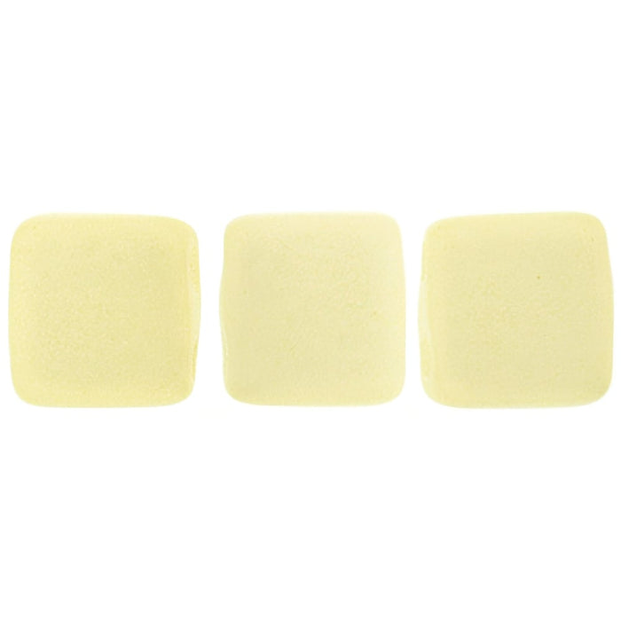 Czech CzechMates Tile Bead 6mm Sueded Gold Lamé Opaque White (50pcs)
