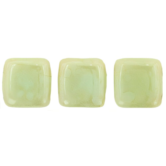 Czech CzechMates Tile Bead 6mm Opaque Pale Turquoise - Star Dust (50pcs)