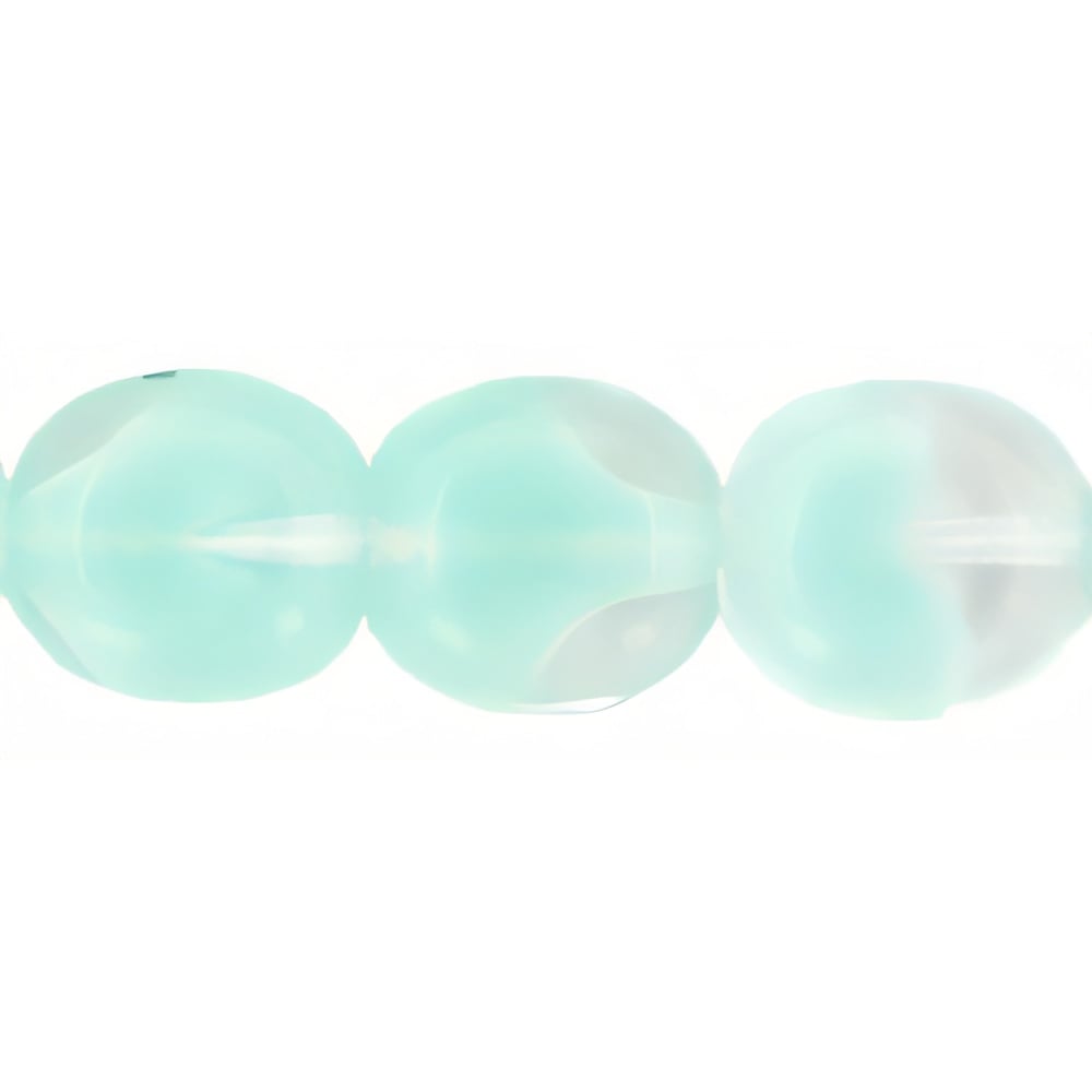 Czech Beveled Ovals 10 x 9mm Crystal/Mint Julep (25pcs)