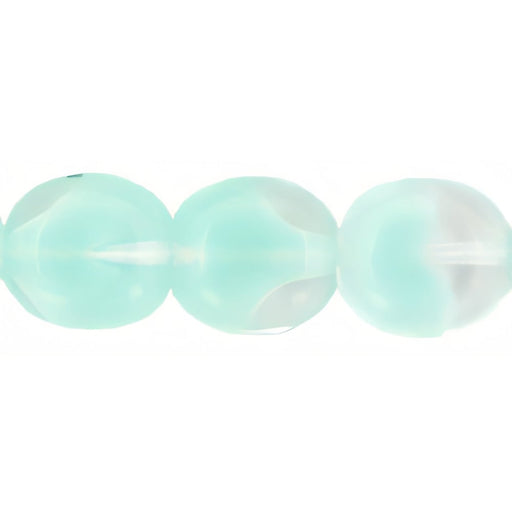 Czech Beveled Ovals 10 x 9mm Crystal/Mint Julep (25pcs)