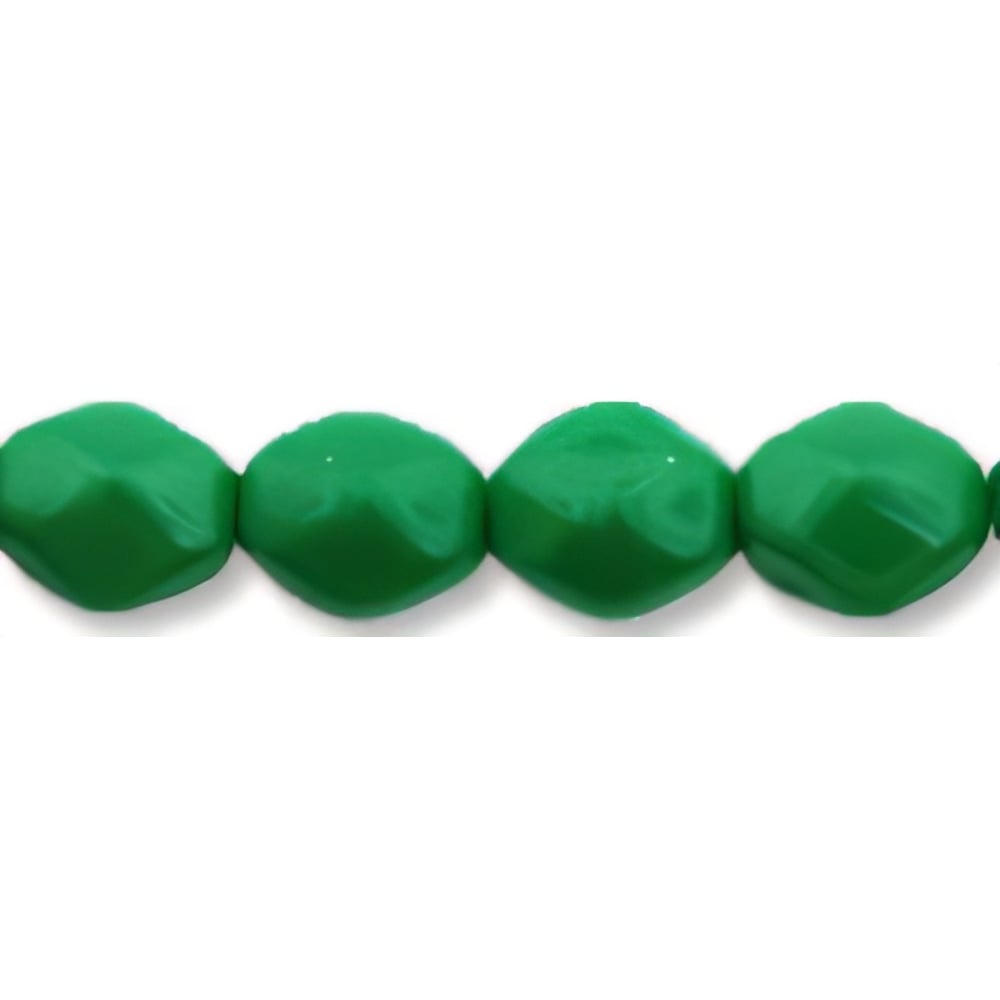 Czech Beveled Diamond Barrels 6/4mm Opaque Green (50pcs)