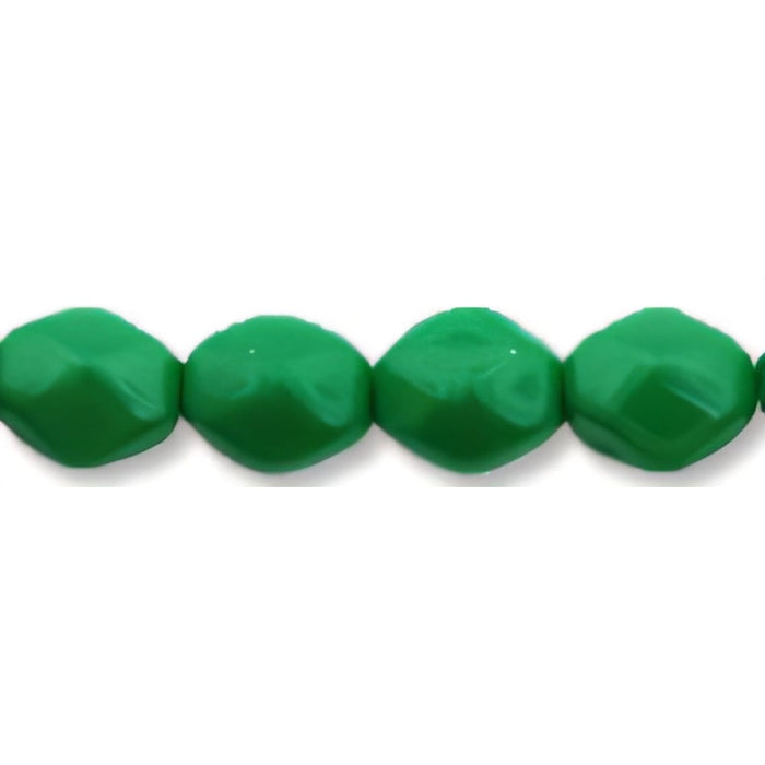 Czech Beveled Diamond Barrels 6/4mm Opaque Green (50pcs)