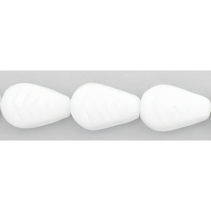 Czech Vintage Style Leaves 12 x 8mm Opaque White (25pcs)