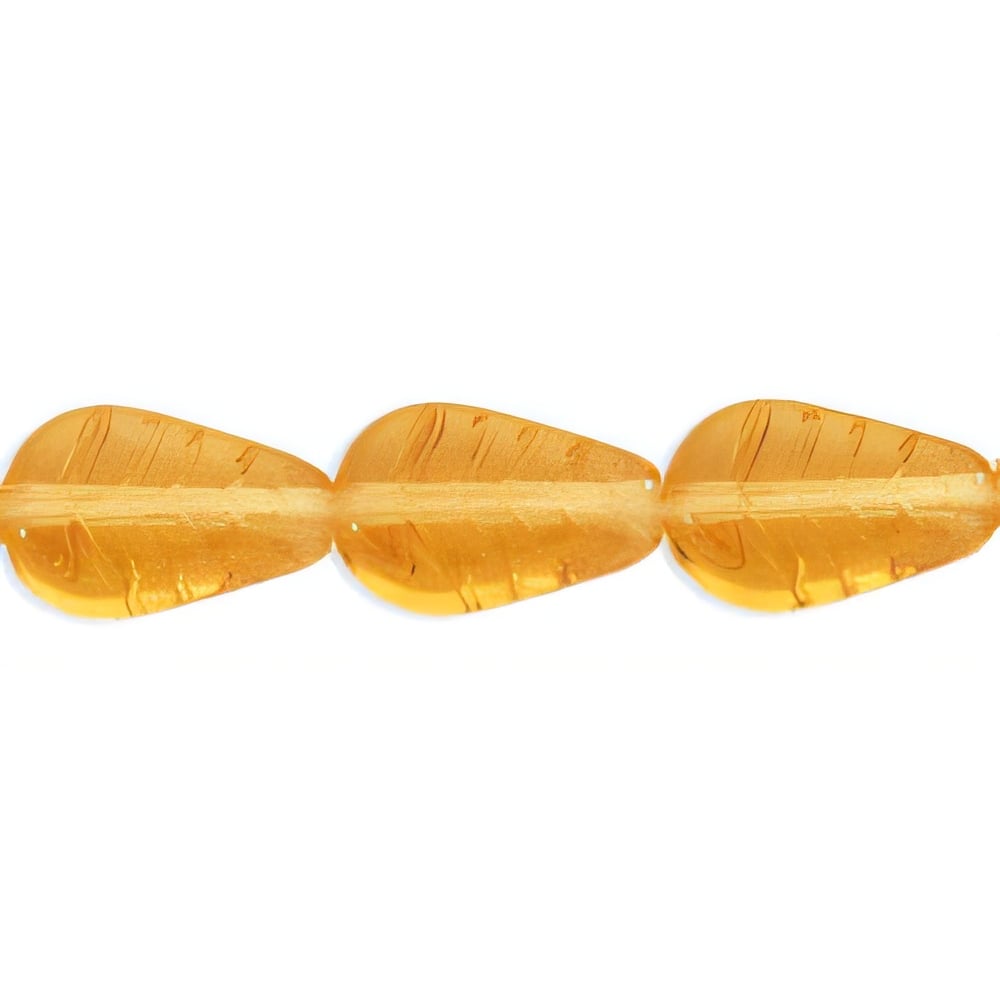 Czech Vintage Style Leaves 12 x 8mm Topaz (25pcs)