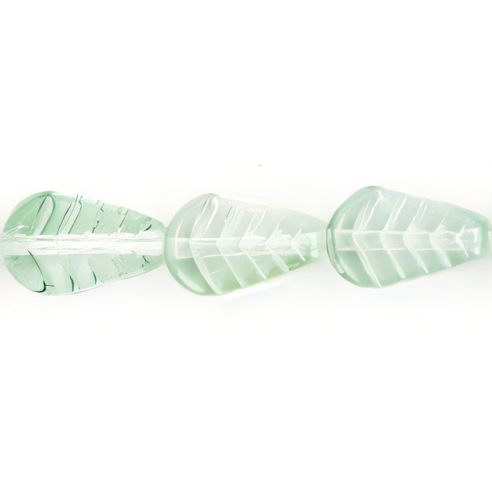 Czech Vintage Style Leaves 12 x 8mm Luster - Green/Crystal (25pcs)