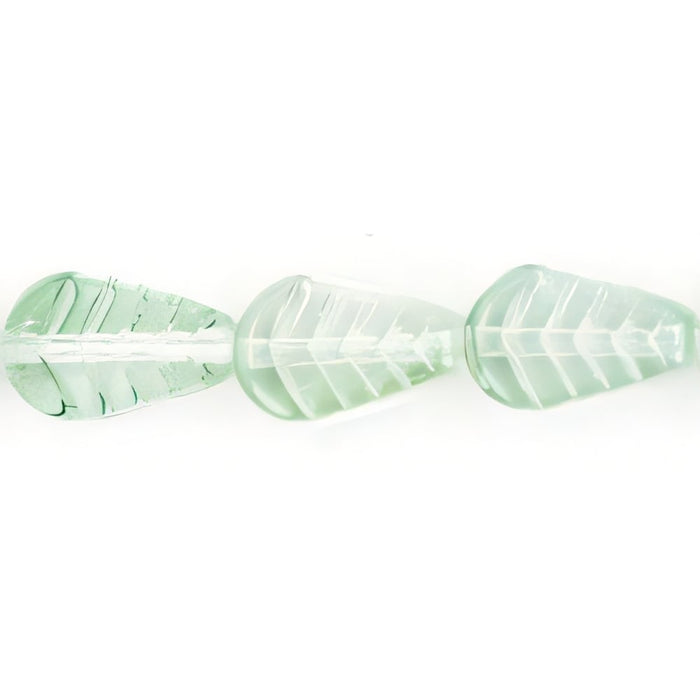 Czech Vintage Style Leaves 12 x 8mm Luster - Green/Crystal (25pcs)