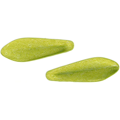 Czech CzechMates Two Hole Daggers 16 x 5mm ColorTrends: Saturated Metallic Lime Punch (50pcs)