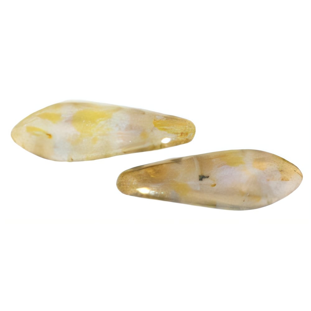 Czech CzechMates Two Hole Daggers 16 x 5mm Opaque White/Tortoise - Bronze Picasso (50pcs)