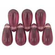 Czech Glass Beads 10mm Teardrop Amethyst Purple (1 Strand)