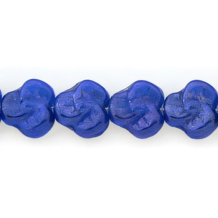 Czech Flat Pansy 9mm Luster - Med Sapphire (25pcs)