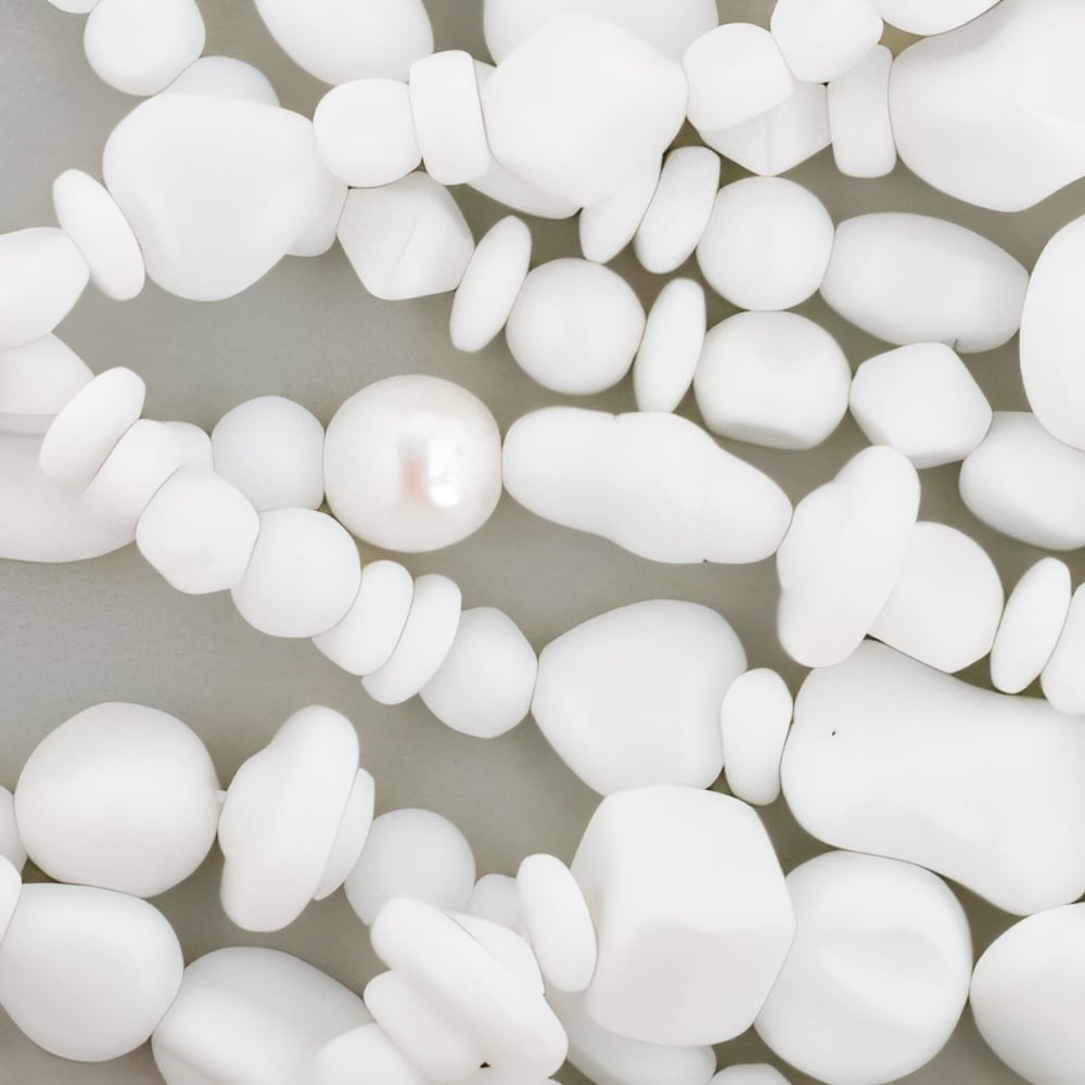 Czech Strung Pressed Bead Mixes Opaque White Mix