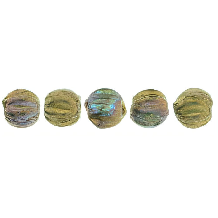 Czech Melon Round 3mm Oxidized Bronze Clay