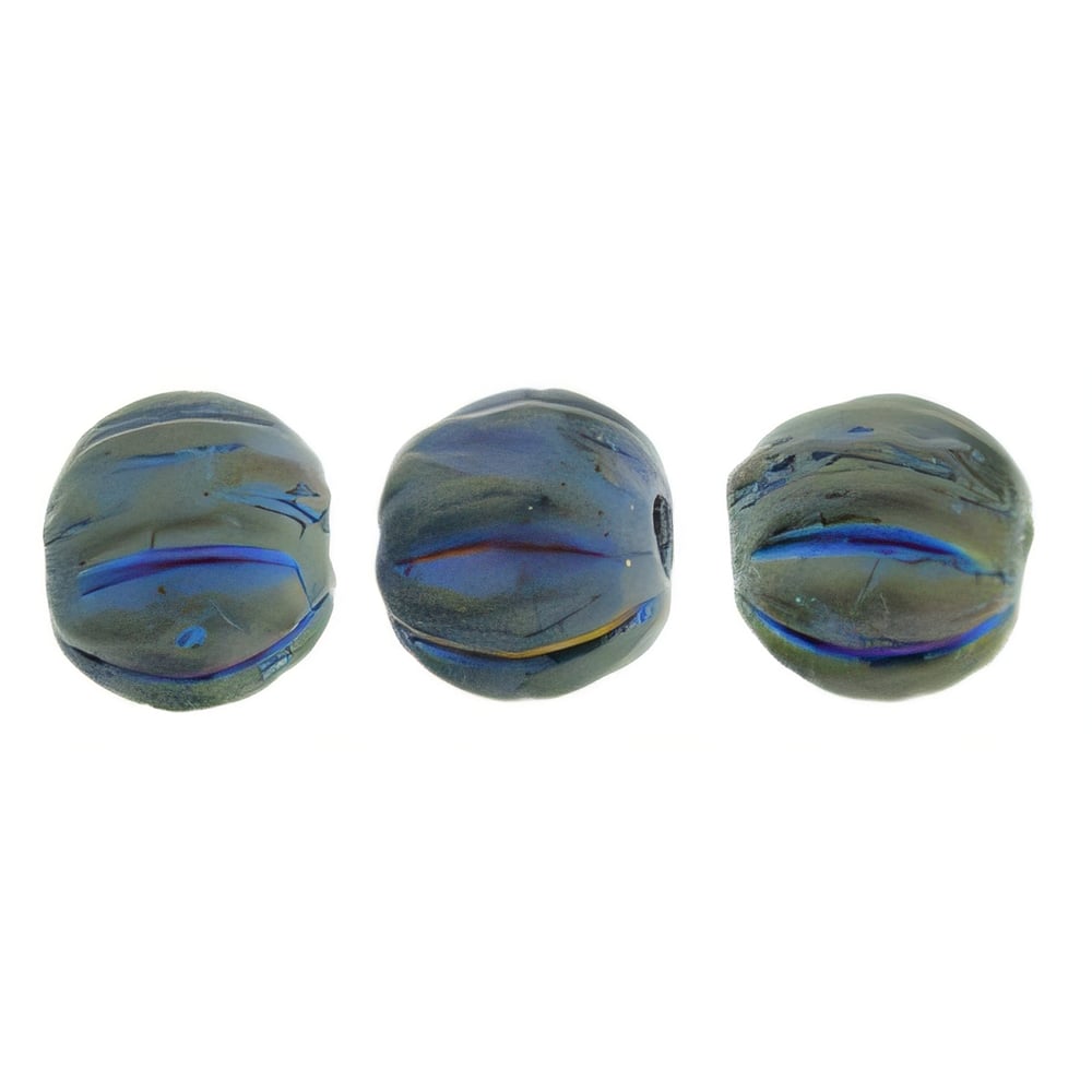 Czech Melon Round 4mm Matte - Iris - Green