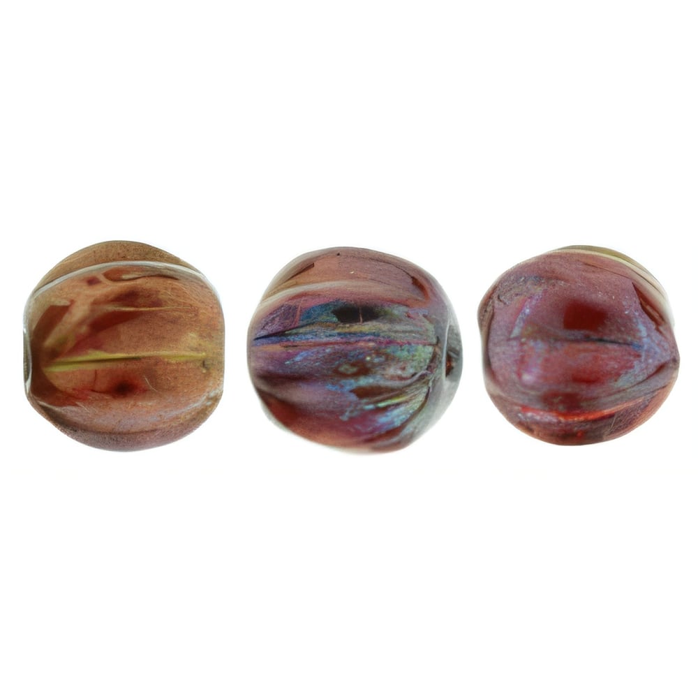Czech Melon Round 5mm Bronze Iris - Ruby (50pcs)