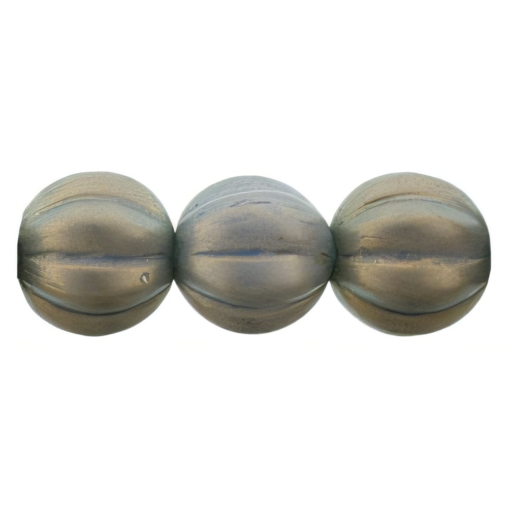 Czech Melon Round 8mm Halo Ethereal - Shadows (25pcs)