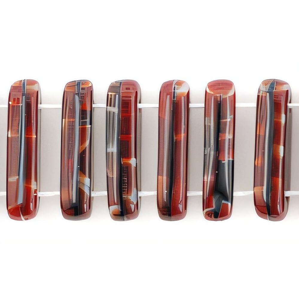 Czech Two Hole Bar 15 x 5mm Red w/Black Swirl (50pcs)