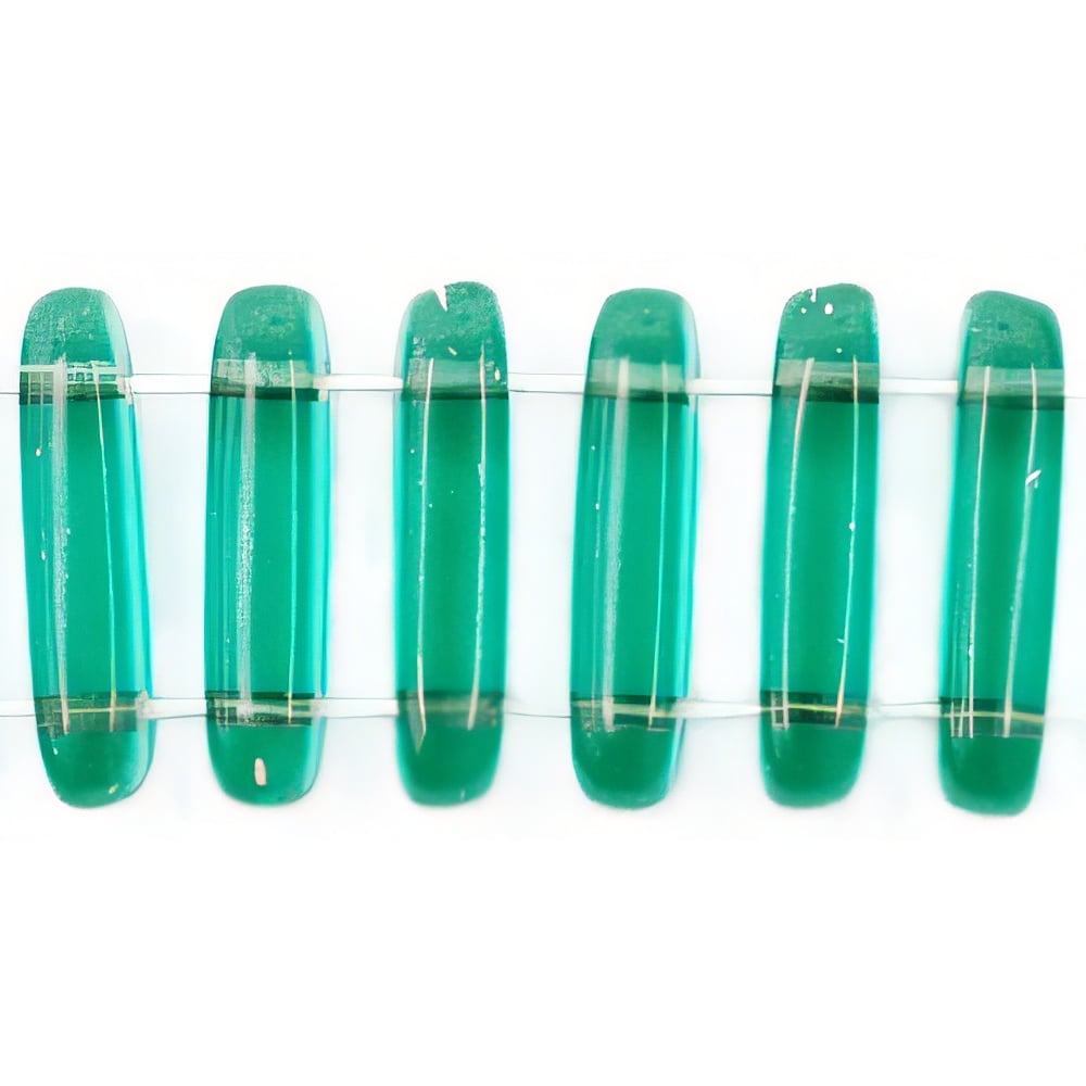 Czech Two Hole Bar 15 x 5mm Cool Mint Green - Silver-Lined (50pcs)
