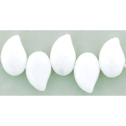 Czech Eucalyptus Leaves 12 x 9mm Alabaster White (25pcs)