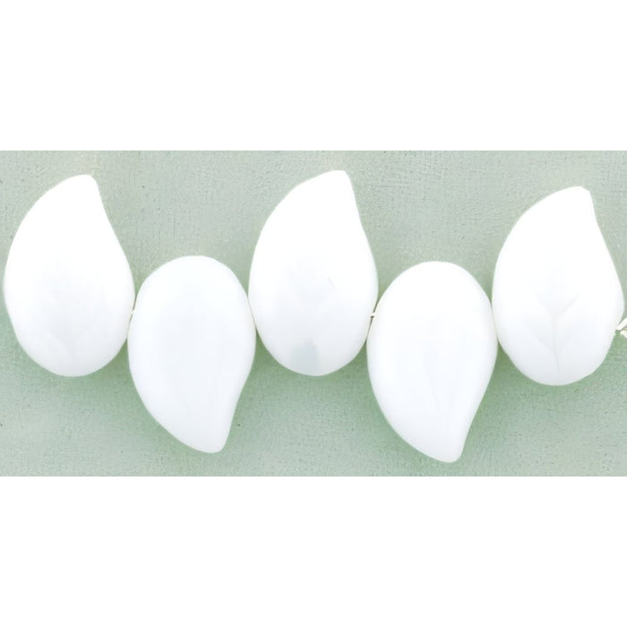Czech Eucalyptus Leaves 12 x 9mm Alabaster White (25pcs)