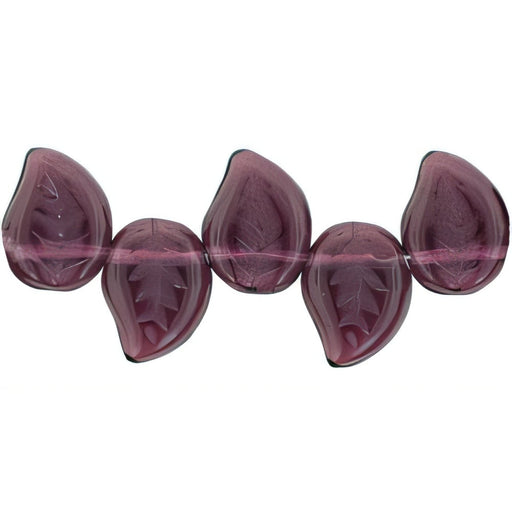 Czech Eucalyptus Leaves 12 x 9mm Med Amethyst (25pcs)