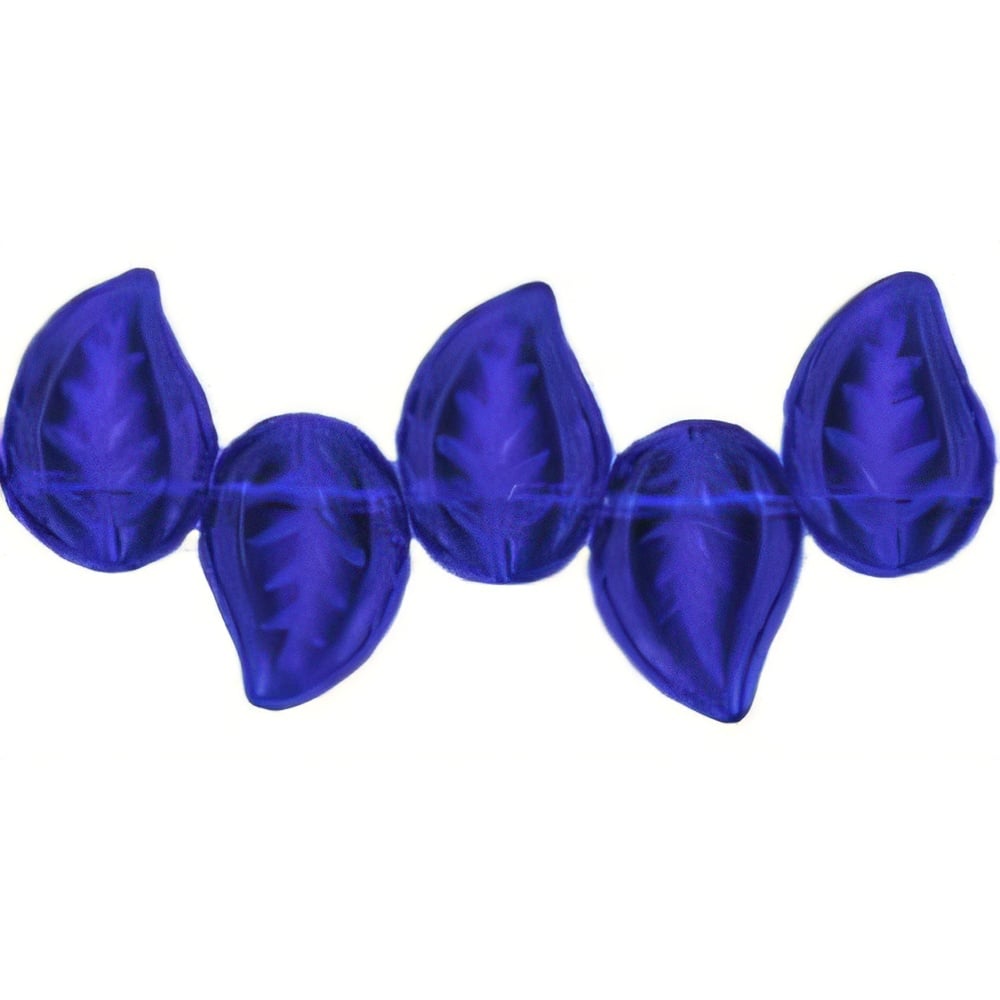 Czech Eucalyptus Leaves 12 x 9mm Deep Blue Sapphire (25pcs)