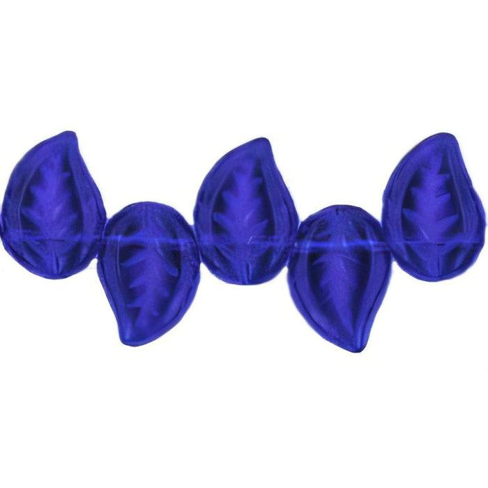 Czech Eucalyptus Leaves 12 x 9mm Deep Blue Sapphire (25pcs)