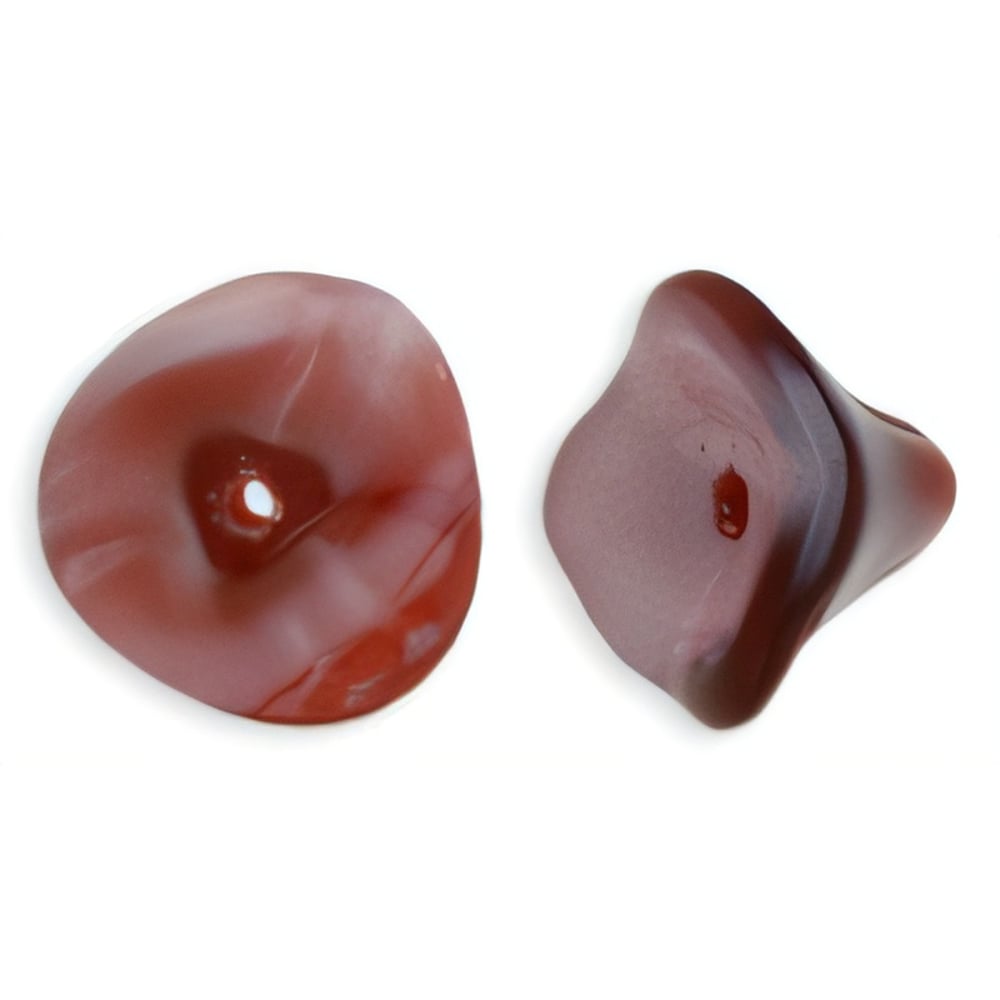 Czech Three Petal Flowers 12 x 10mm Fuchsia/Silky Blue (25pcs)