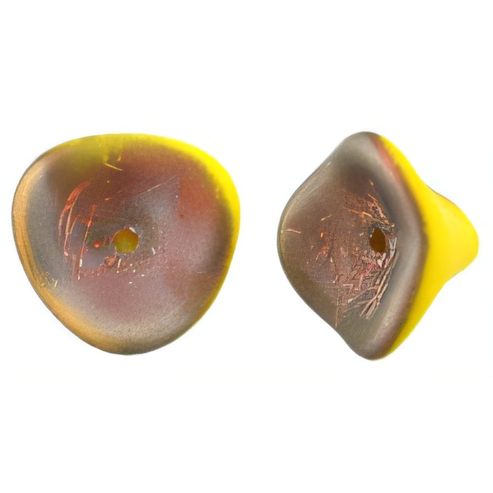 Czech Three Petal Flowers 12 x 10mm Matte - Apollo - Sunflower Yellow (25pcs)
