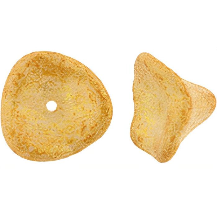 Czech Three Petal Flowers 12 x 10mm Honey Shimmer Milky White (25pcs)