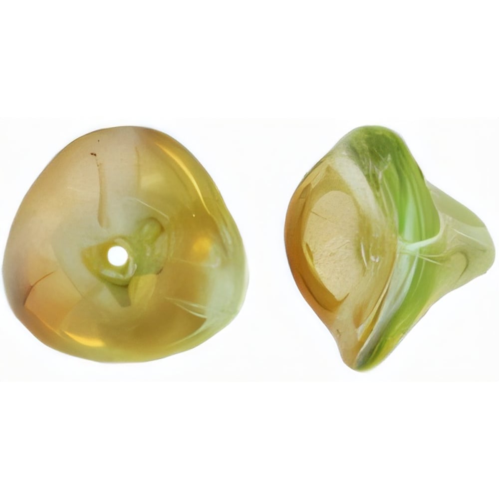 Czech Three Petal Flowers 12 x 10mm Chrysolite - Celsian (25pcs)