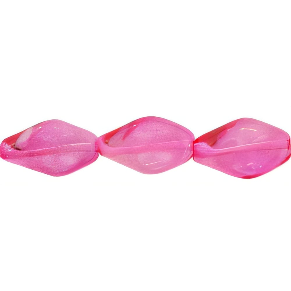Czech Flat Twists 13 x 8mm Coated - Hot Pink (25pcs)
