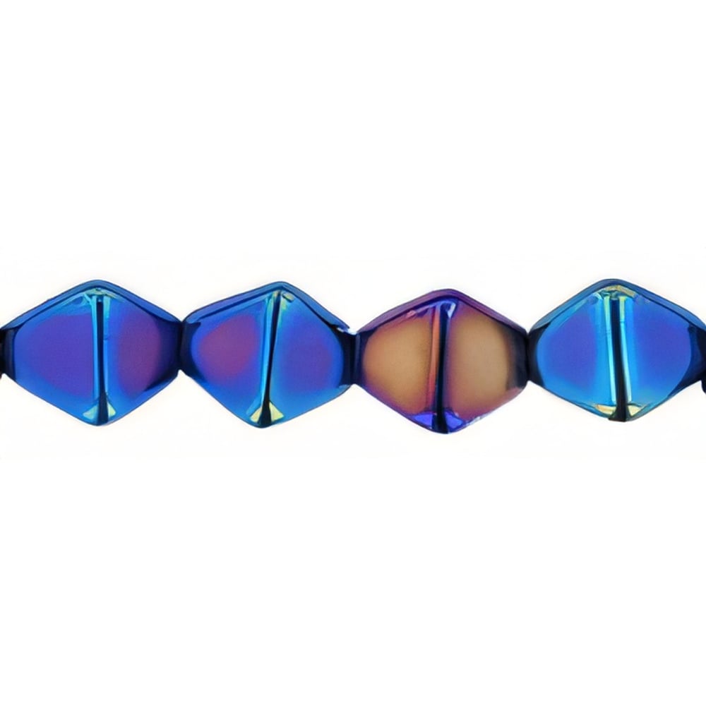 Czech Bicone 6 x 6mm Iris - Blue (50pcs)