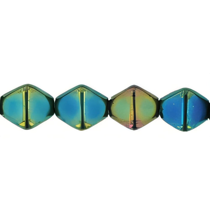 Czech Bicone 6 x 6mm Iris - Green (50pcs)