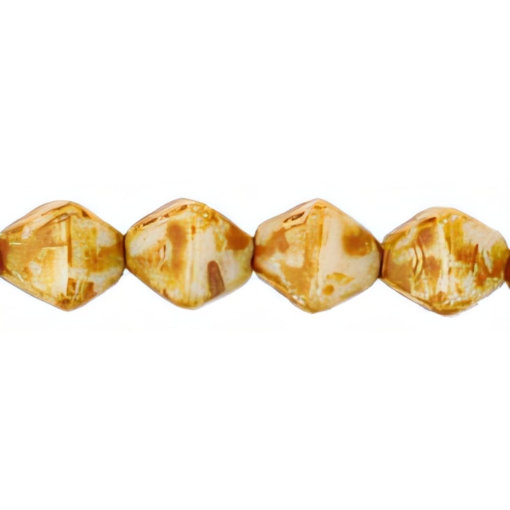 Czech Bicone 6 x 6mm Opaque White - Picasso (50pcs)