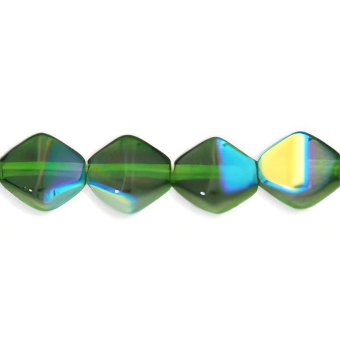 Czech Bicones 8mm Dk Peridot Green AB (25pcs)