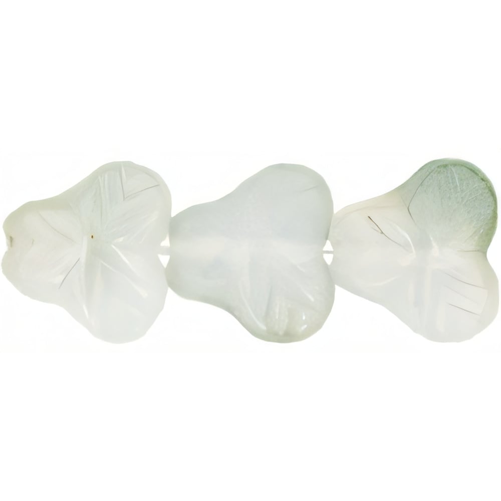 Czech Berry Leaves 9mm Luster - Green/Milky White (25pcs)