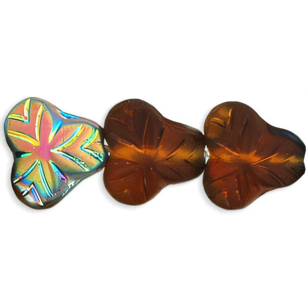 Czech Berry Leaves 9mm Matte - Dk Topaz - Vitral (25pcs)